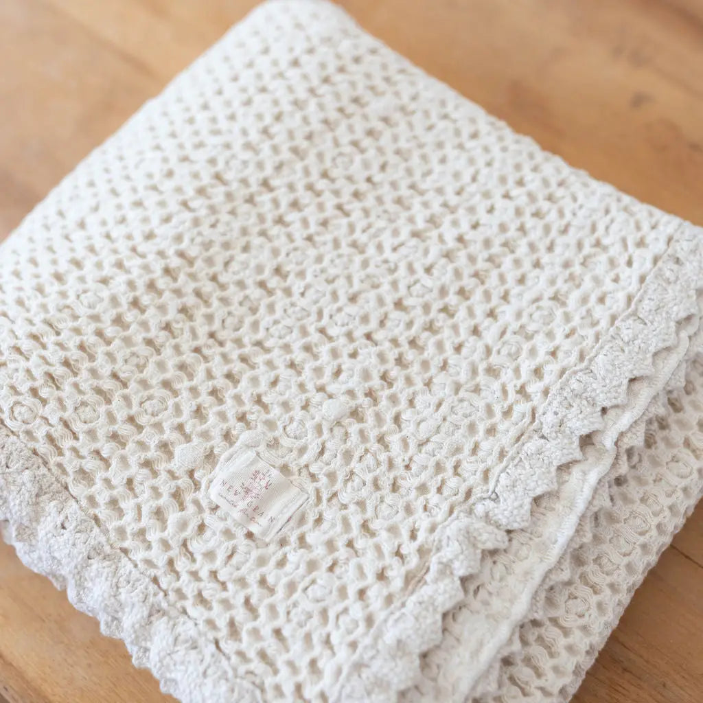Cozy Waffle Blanket- Baby Size in Milk