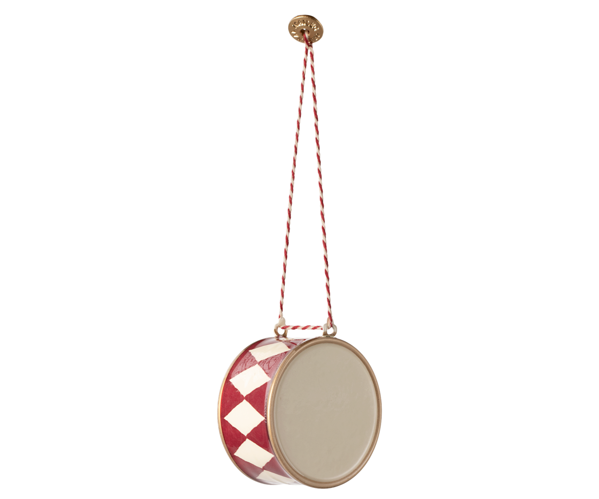 Metal ornament, Large drum - Red