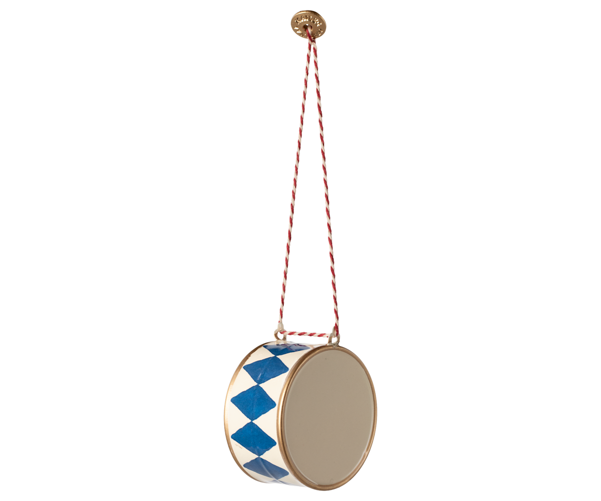 Metal ornament, Large drum - Dark blue