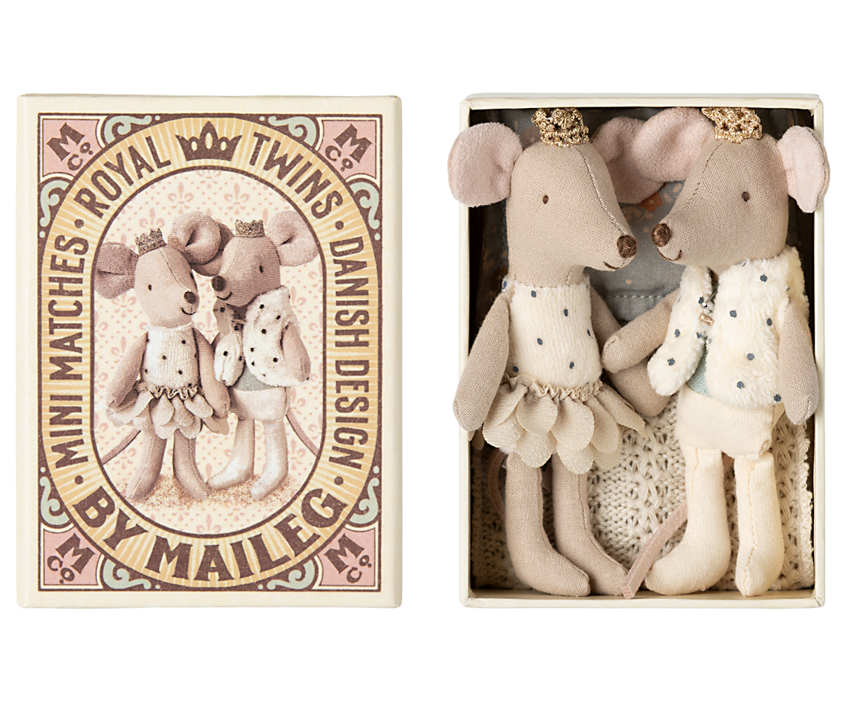 Royal twin mice, Little sister and brother in matchbox