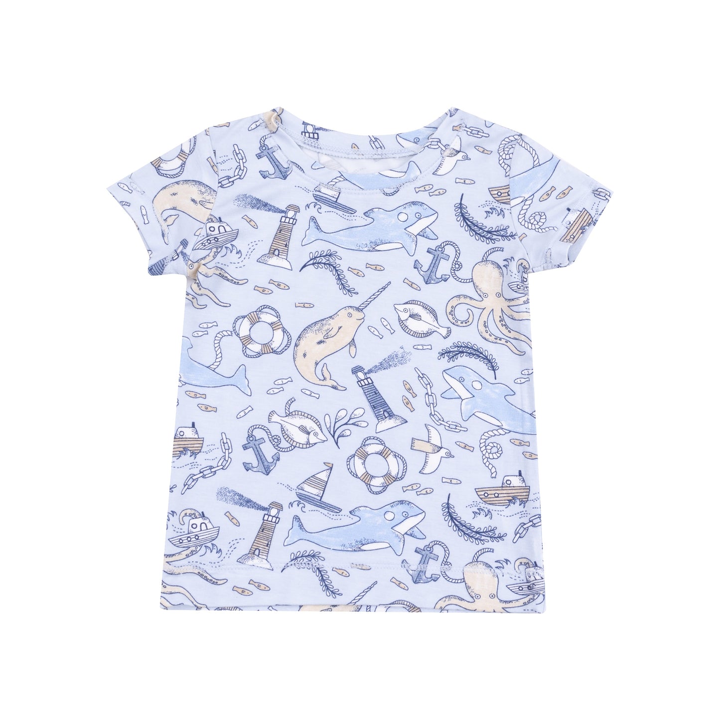 Short Sleeve Loungewear Set - Nautical Notebook