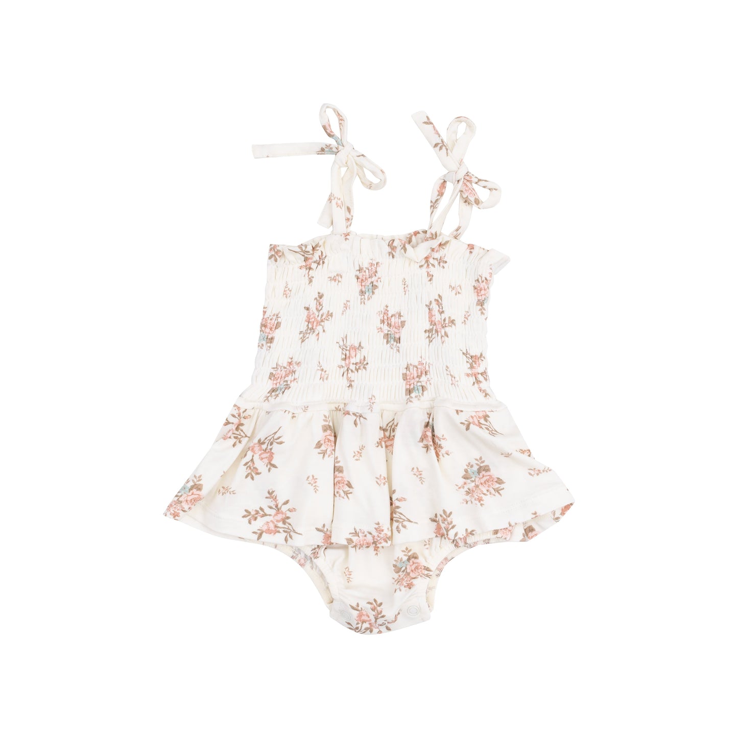 Smocked Bubble with Skirt - Vintage Rosebuds