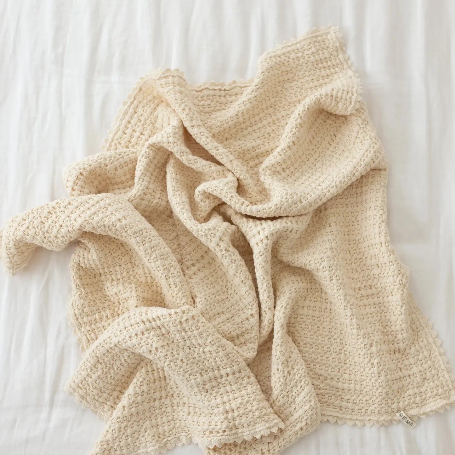 Cozy Waffle Blanket- Baby Size in Milk