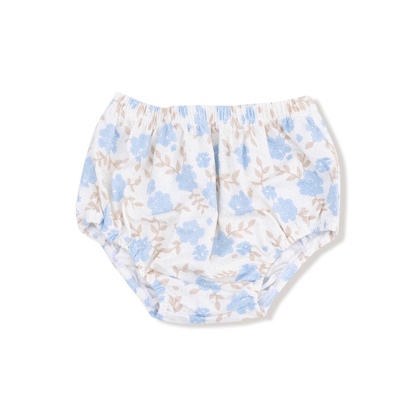 Baby Blue Floral - Long Sleeve Peter Pan Collar Dress and Bloomer