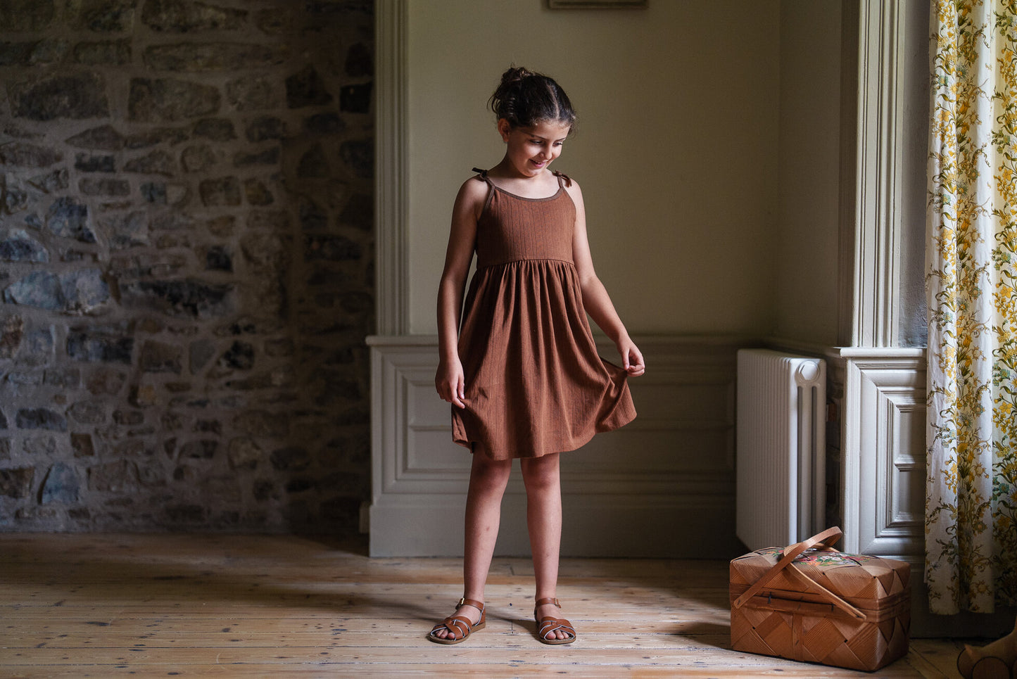 Organic Pointelle Lulu Dress Cinnamon