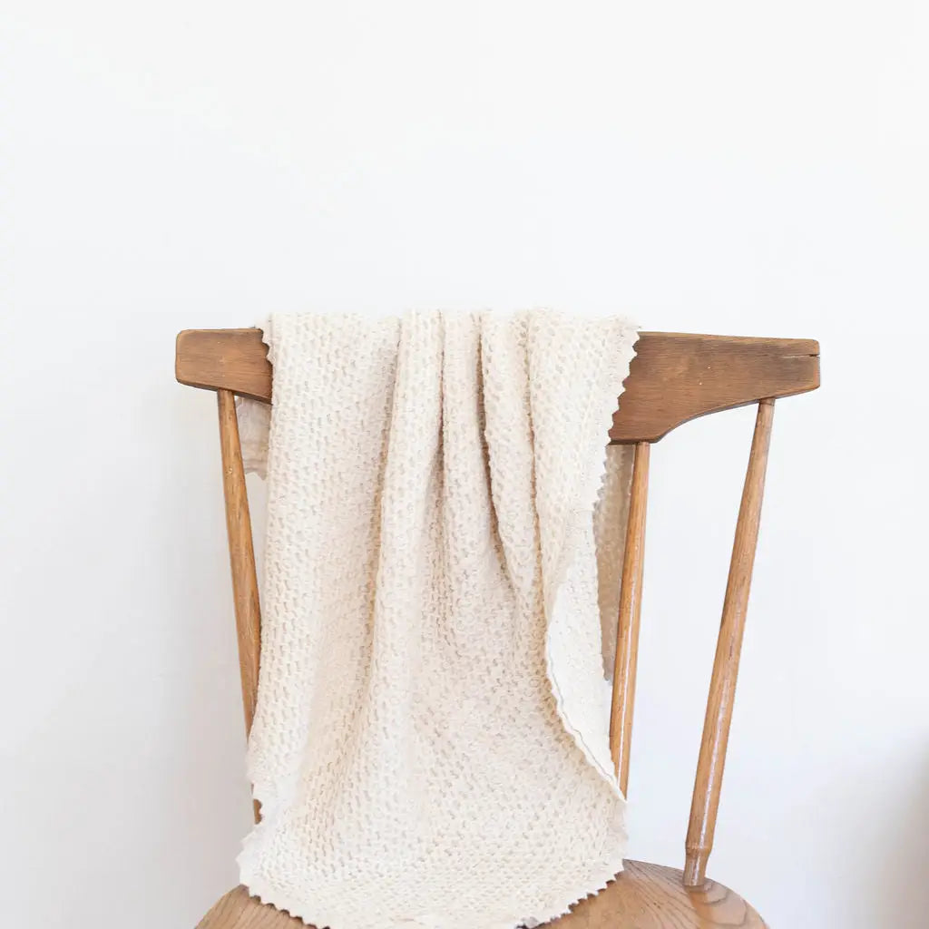 Cozy Waffle Blanket- Baby Size in Milk