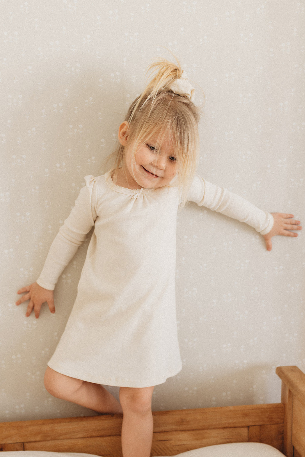 long sleeve pouf nightgown, milk