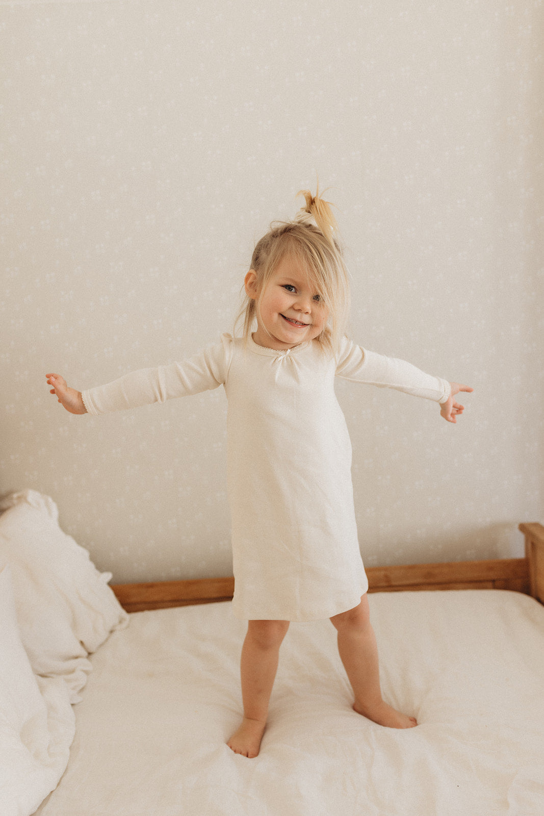 long sleeve pouf nightgown, milk