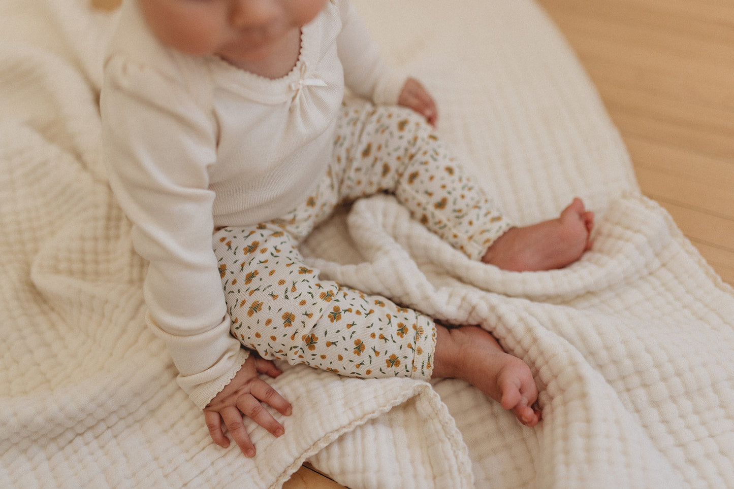 long sleeve pouf onesie, milk