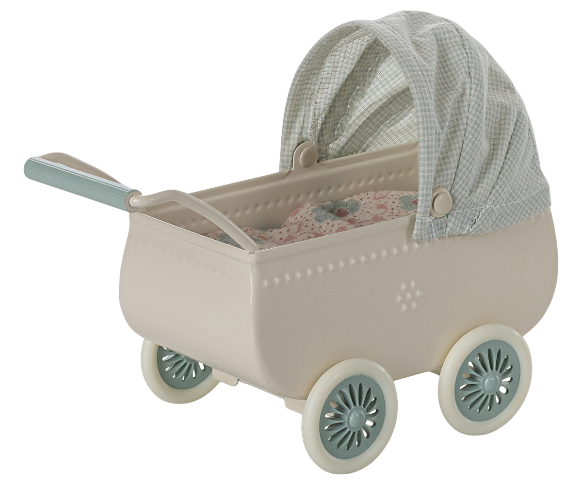 Pram with baby mouse - Mint