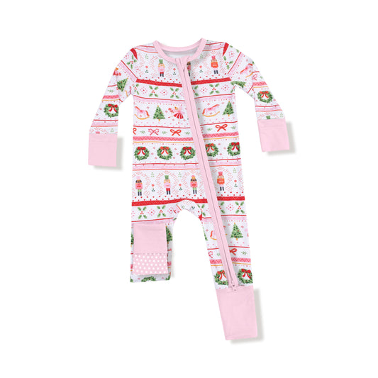Sugar Plum Fairy - Nutcracker Fair Isle - Pink - Convertible Romper