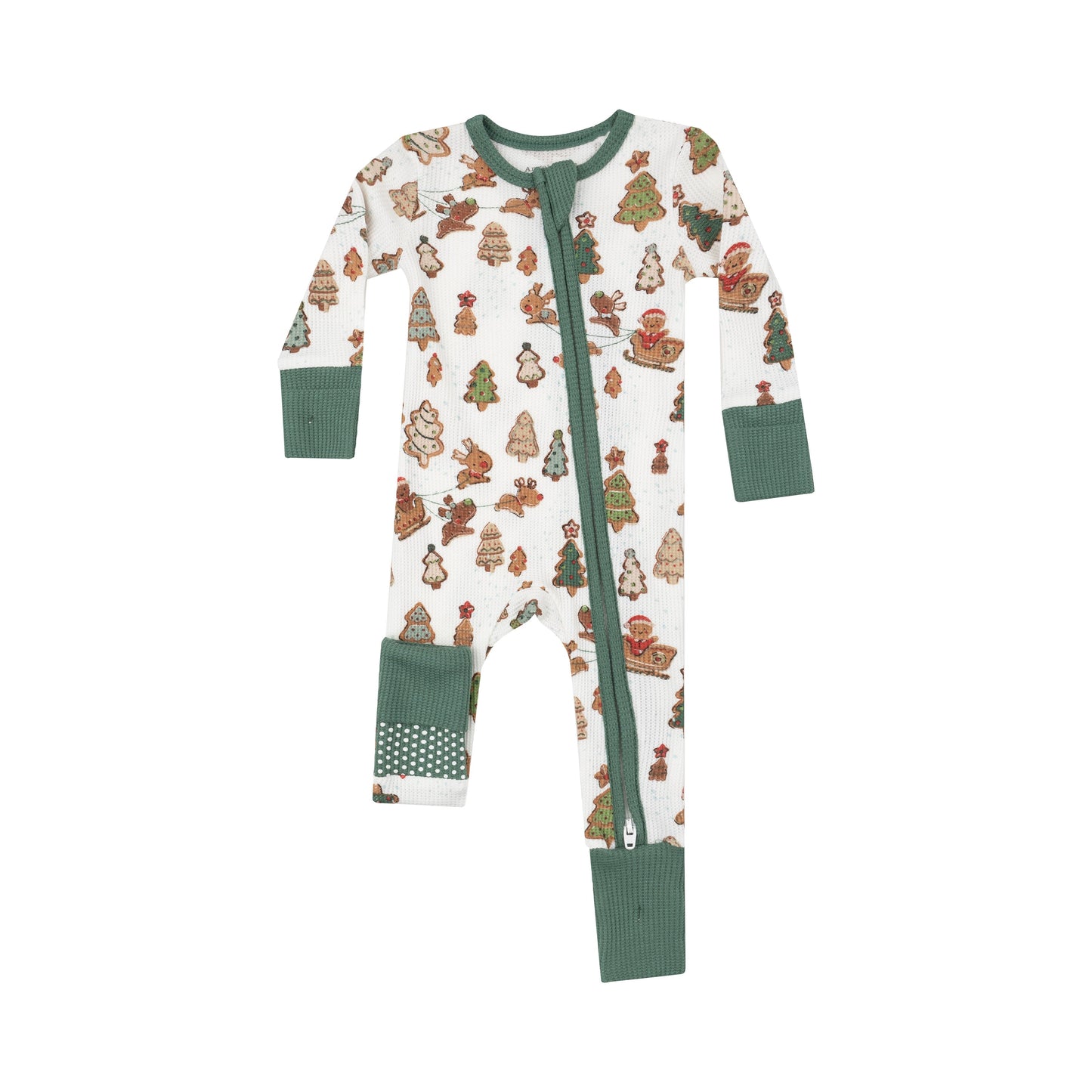 2 Way Zipper Romper - Gingerbread Sleigh Ride