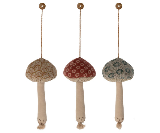 Mushroom Ornaments, 3 Assorted