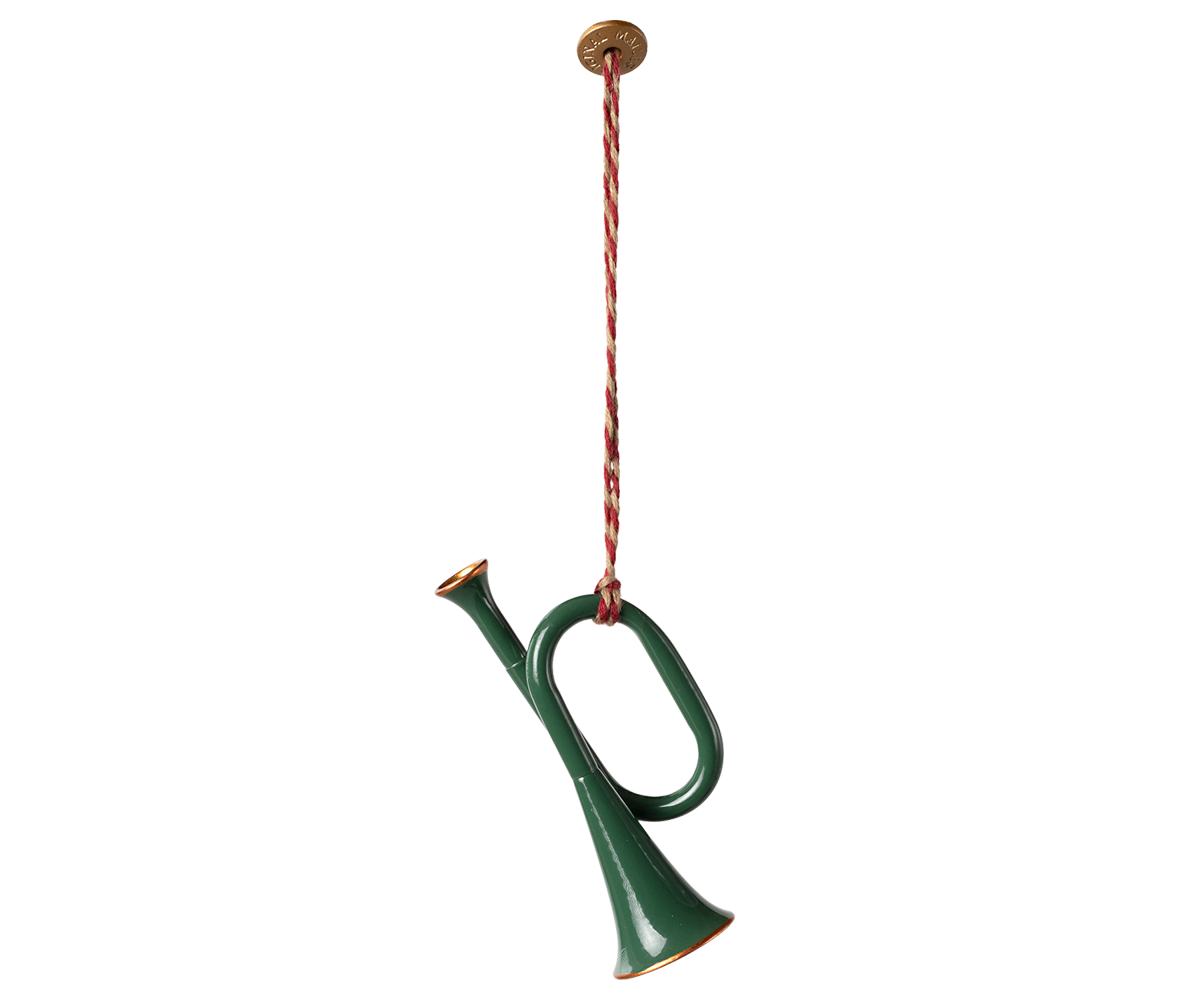Metal ornament, Trumpet - Dark green