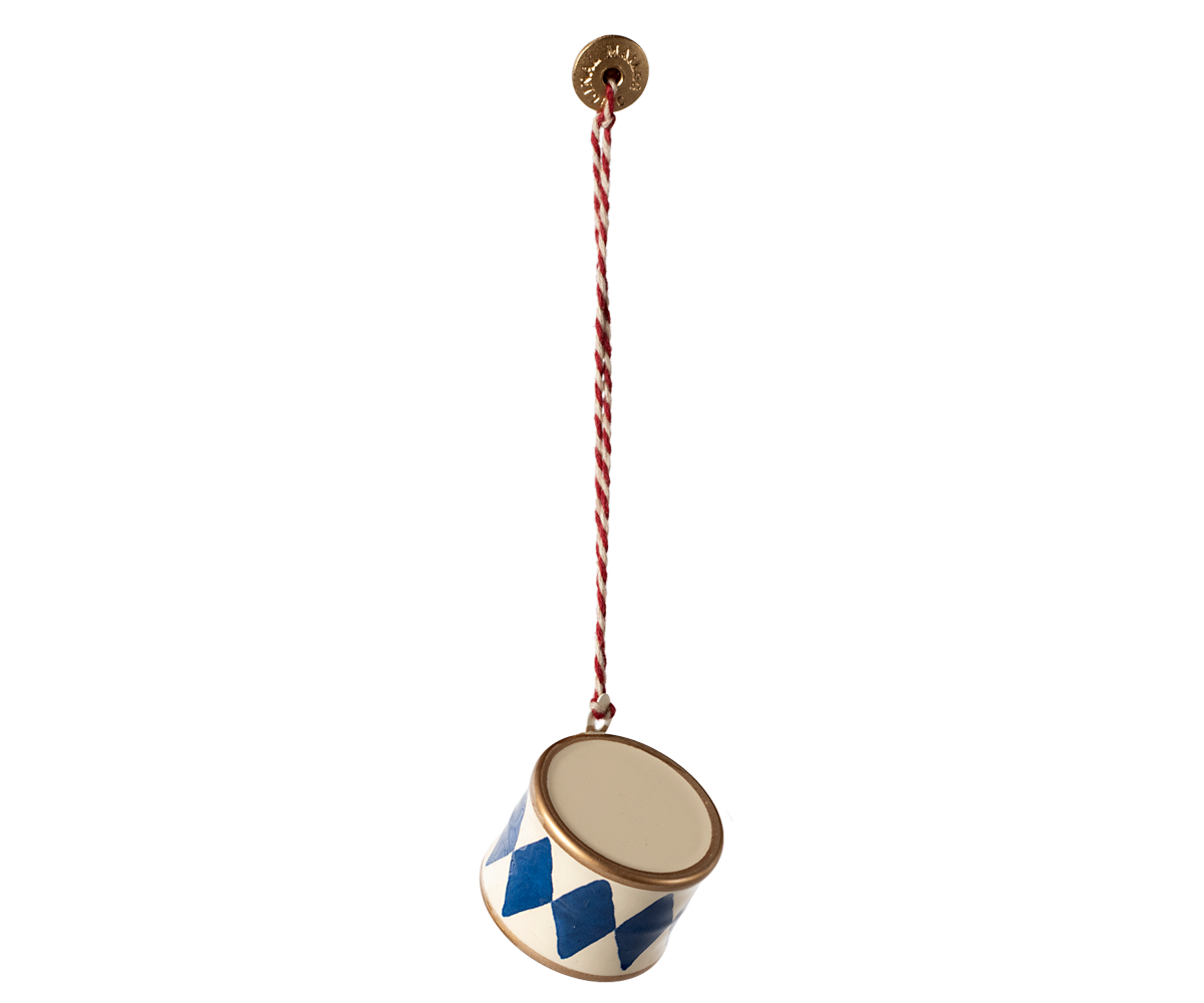 Metal ornament, Small drum - Dark blue