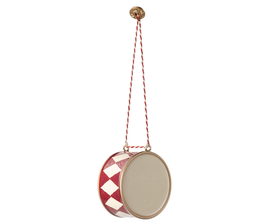 Metal ornament, Large drum - Red