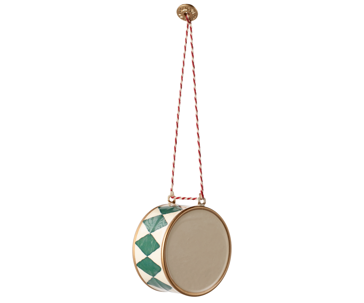 Metal ornament, Large drum - Dark green