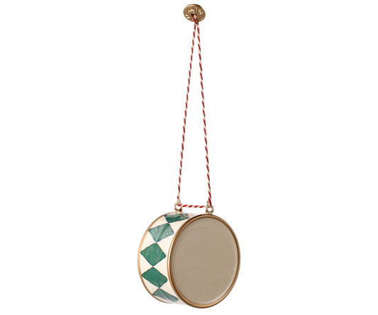 Metal ornament, Large drum - Dark green