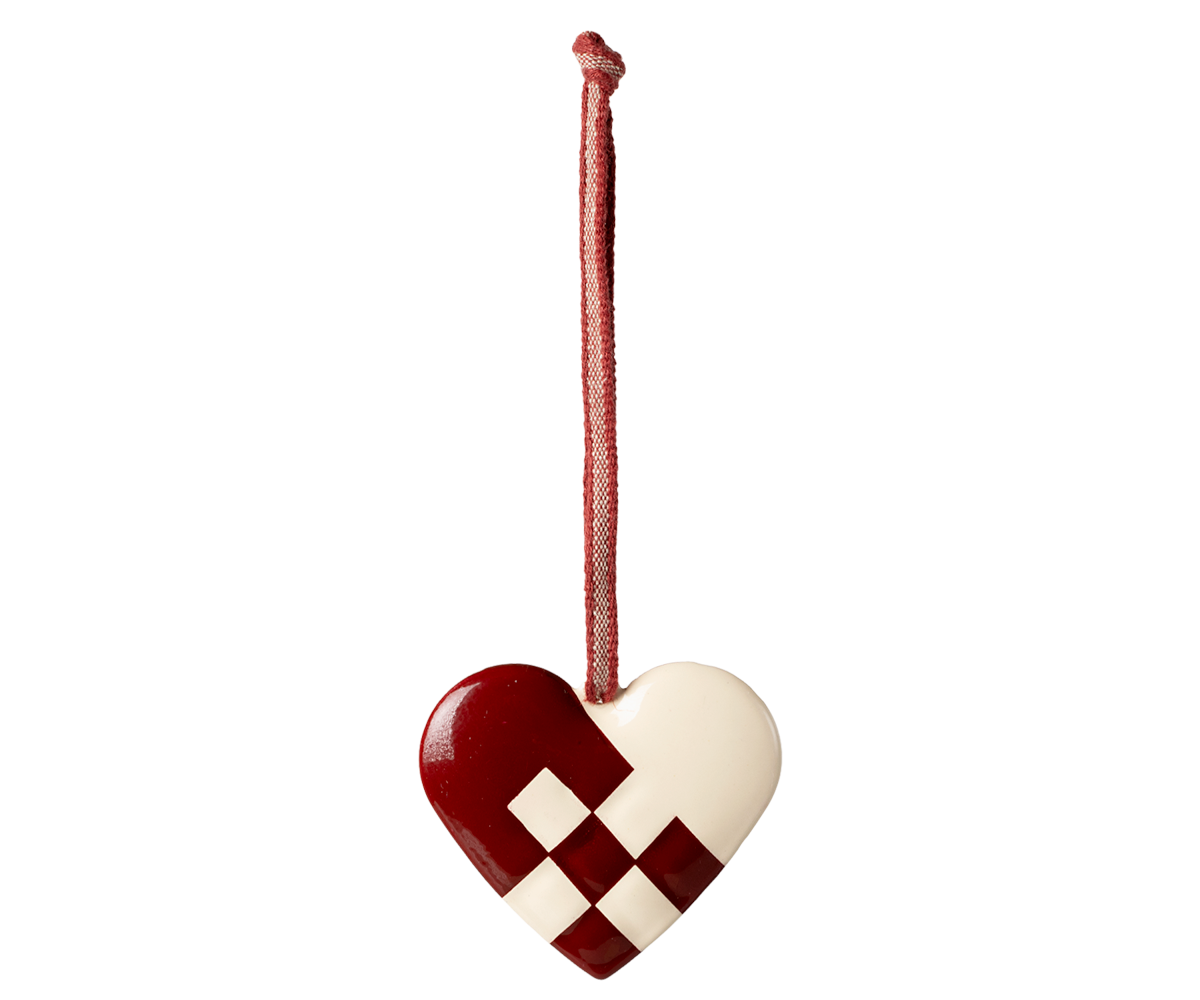 Metal ornament, Small heart - Red