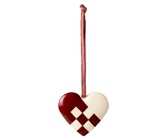 Metal ornament, Small heart - Red