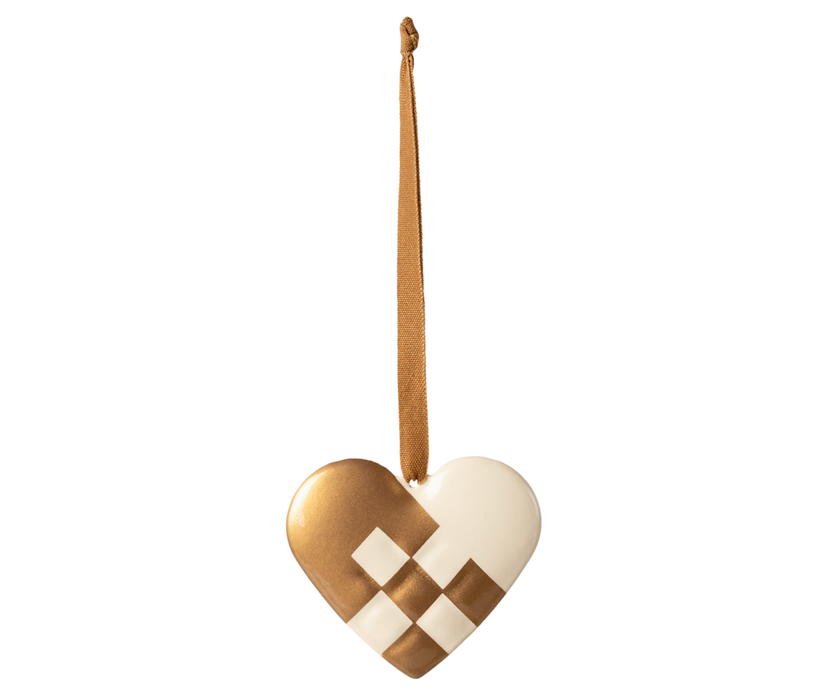 Metal ornament, Small heart - Gold