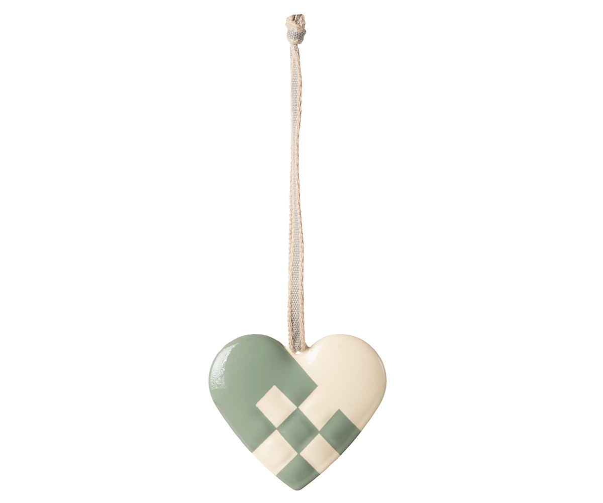 Metal ornament, Small heart - Mint