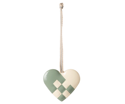 Metal ornament, Small heart - Mint