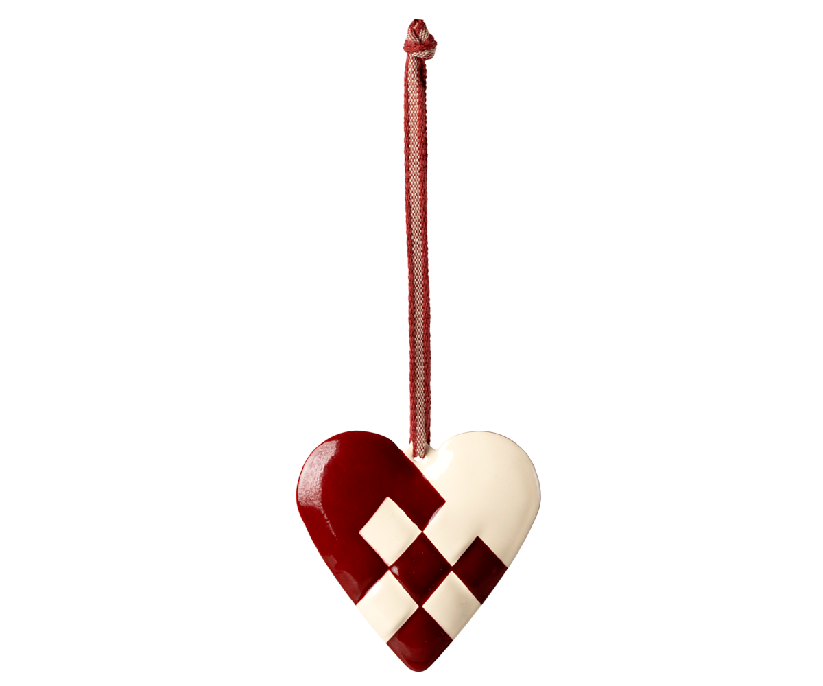 Metal ornament, Large heart - Red