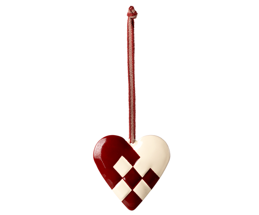 Metal ornament, Large heart - Red