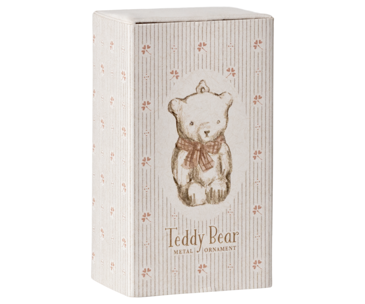 Metal ornament, Teddy bear - Off white/Rose