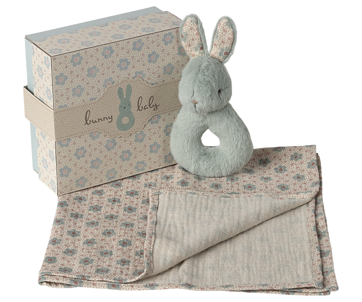 Rabbit rattle set - Mint
