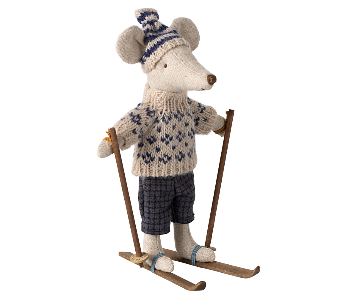 Winter mouse with ski set, Dad - Blue