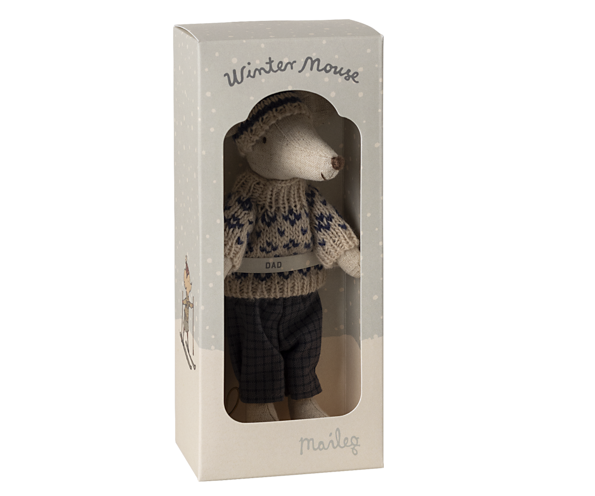 Winter mouse with ski set, Dad - Blue