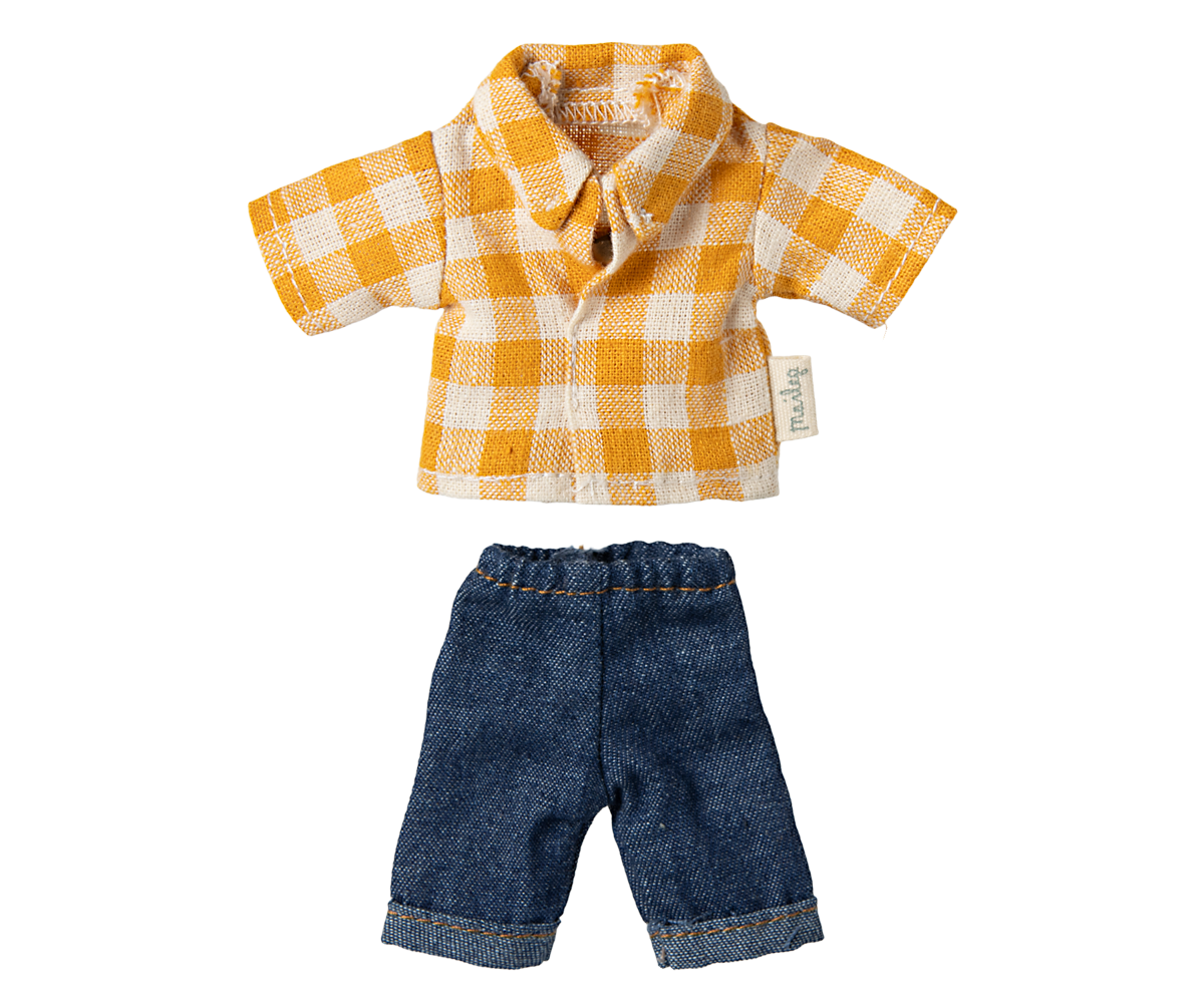 Yellow checked shirt and pants, Dad mouse