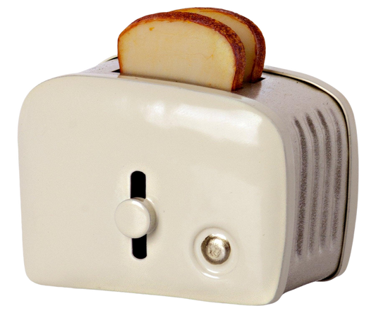 Miniature Toaster & Bread, Off-white