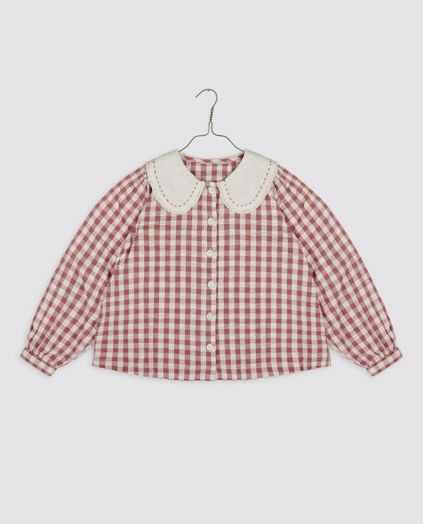 Smocked Catherine Blouse - Seersucker Gingham in Apple Butter