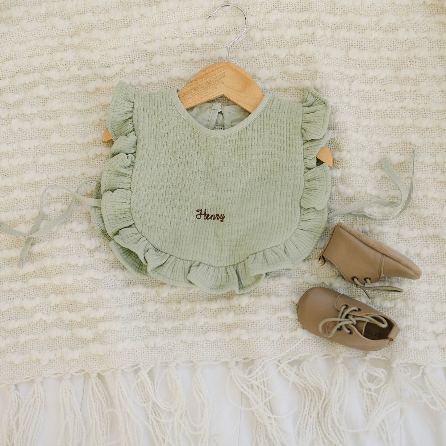 Ruffle Bib- Olive