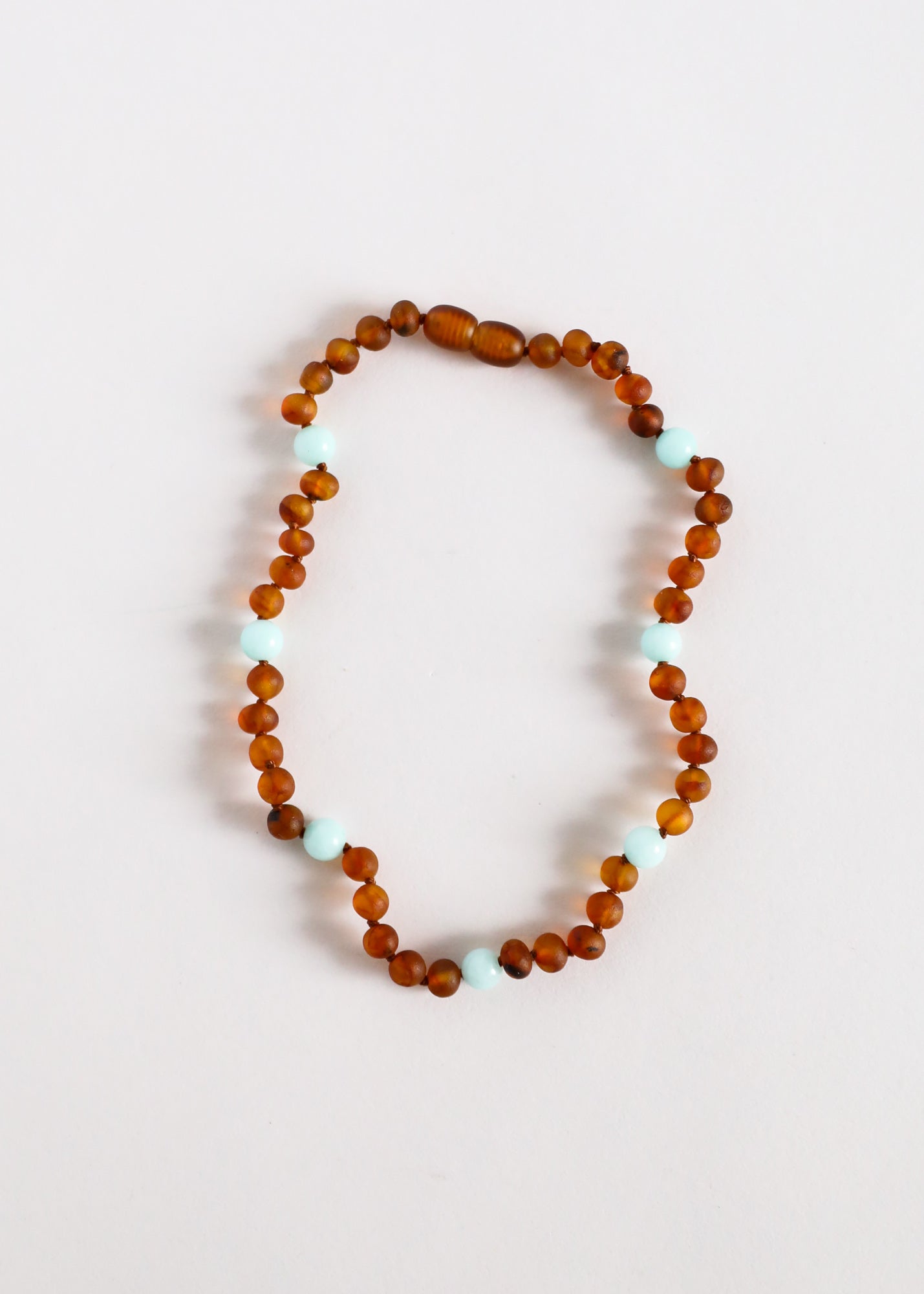 Raw Cognac Baltic Sea Amber + Amazonite Halo || Kids Set