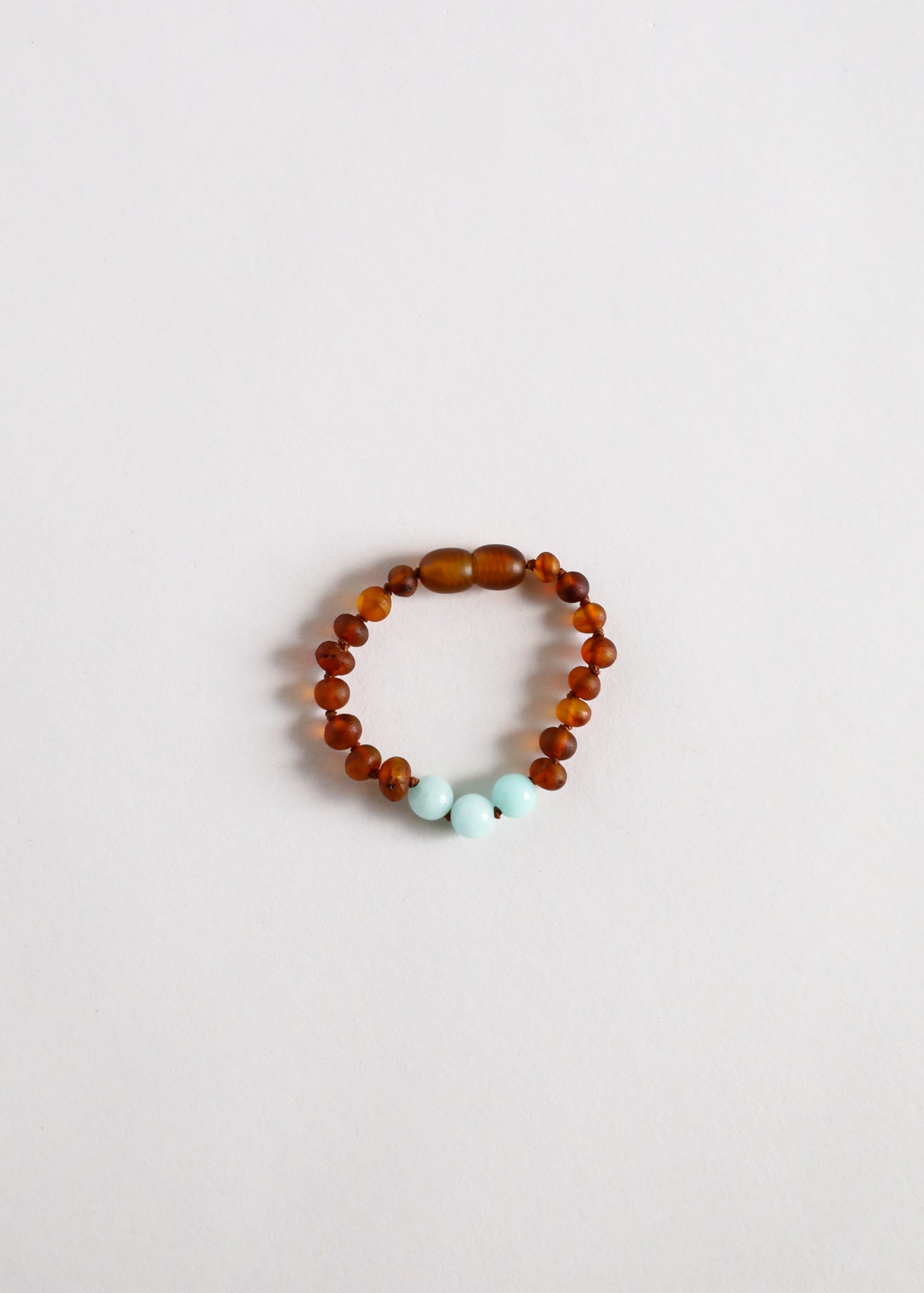 Raw Cognac Baltic Sea Amber + Amazonite Halo || Kids Set