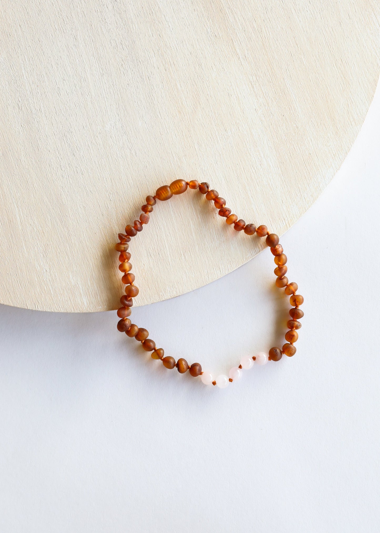 Raw Cognac Baltic Amber + Rose Quartz || Kids Set ||