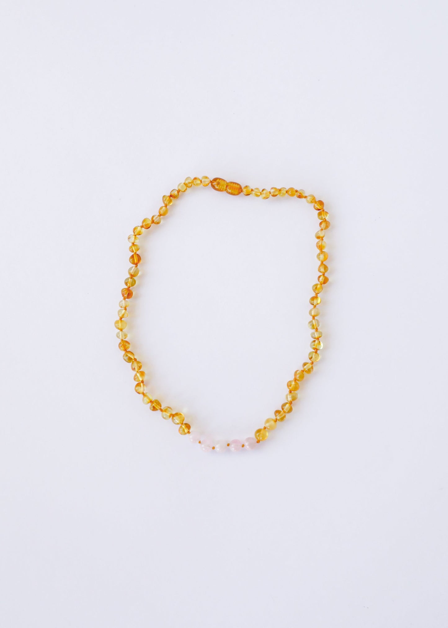 Polished Honey Baltic Amber + Rose Quartz || Adult Set ||