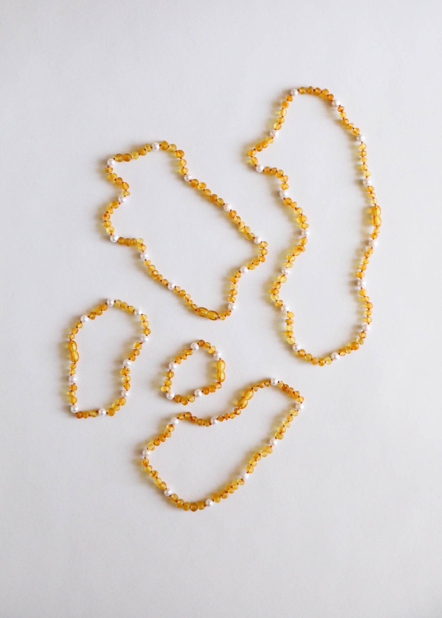 Raw Honey Baltic Amber + Pearl Halo || Necklace