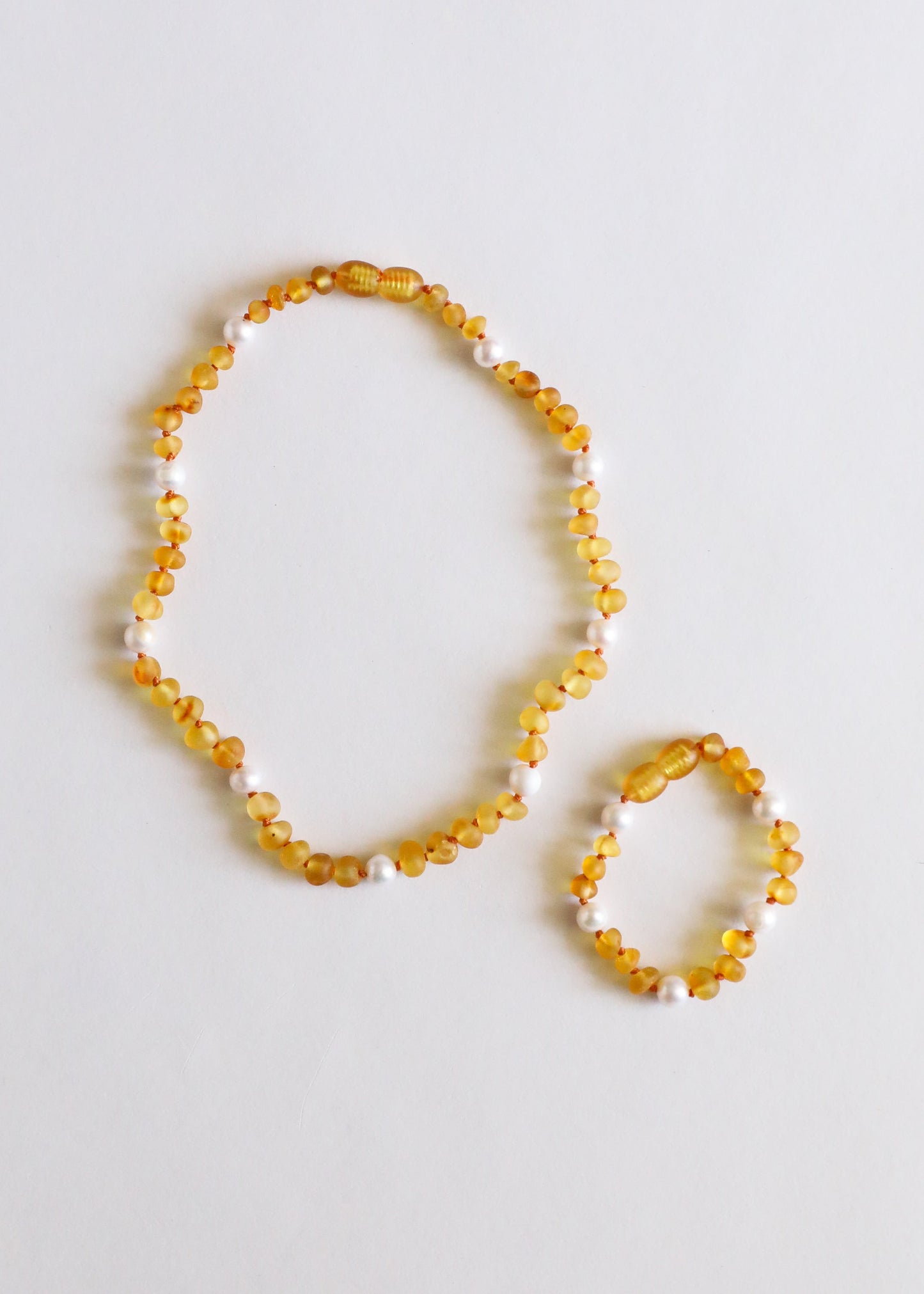 Raw Honey Baltic Amber + Pearl Halo || Necklace