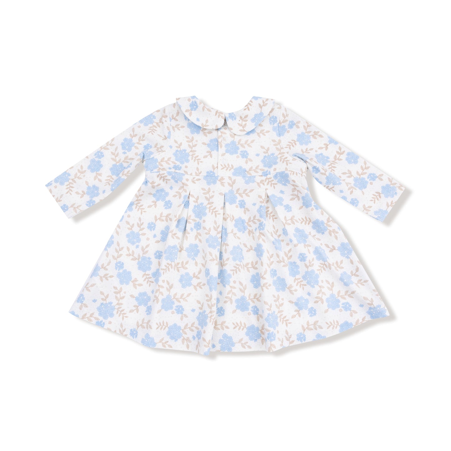 Baby Blue Floral - Long Sleeve Peter Pan Collar Dress and Bloomer