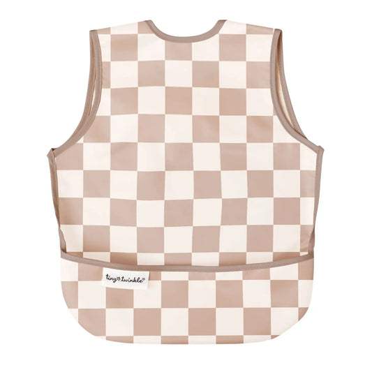 Mess-proof Apron Bibs- Checkers Brown