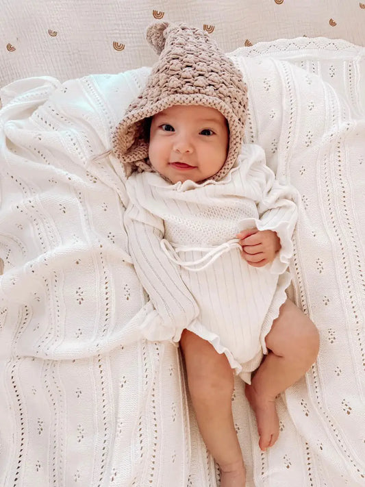 Pointelle Baby Blanket - White