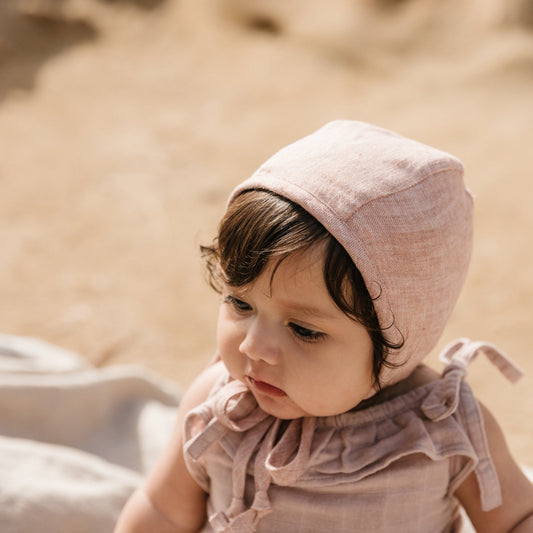 Blush Linen Bonnet