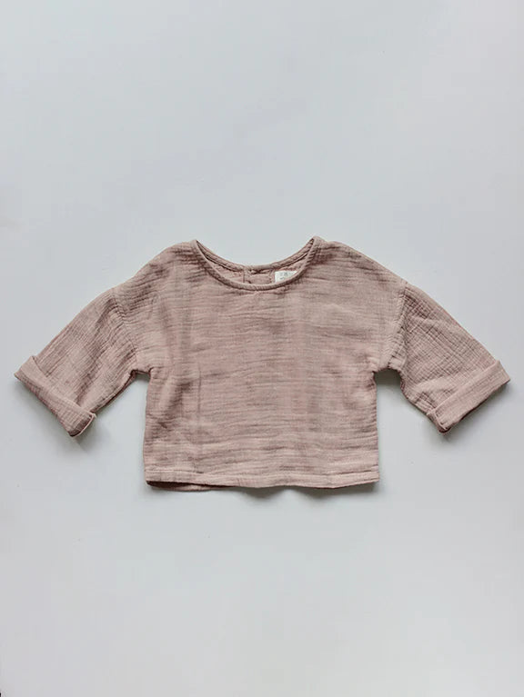 The Button Back Top- Antique Rose