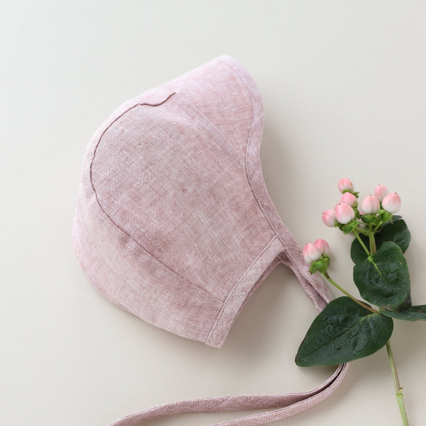 Brimmed Blush Linen Bonnet