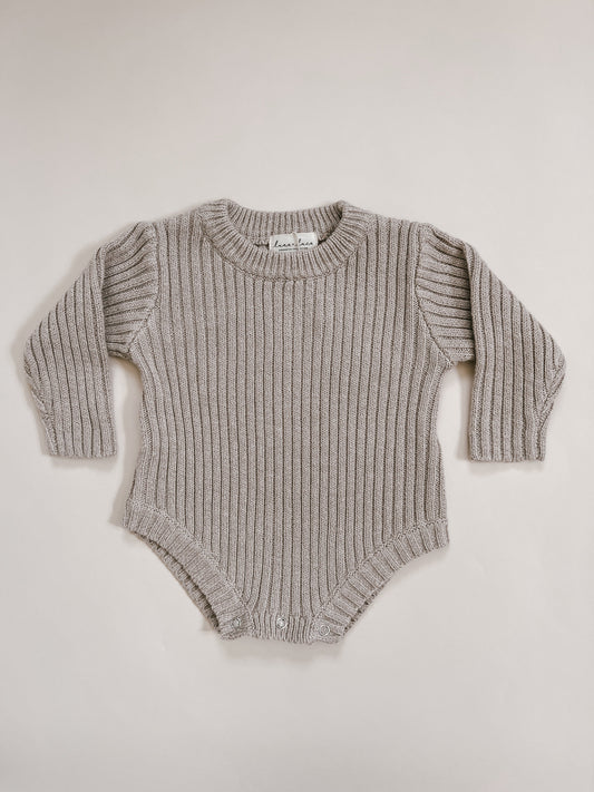 Luna + Luca Chunky Rib Romper - Heather Beige